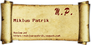 Miklus Patrik névjegykártya